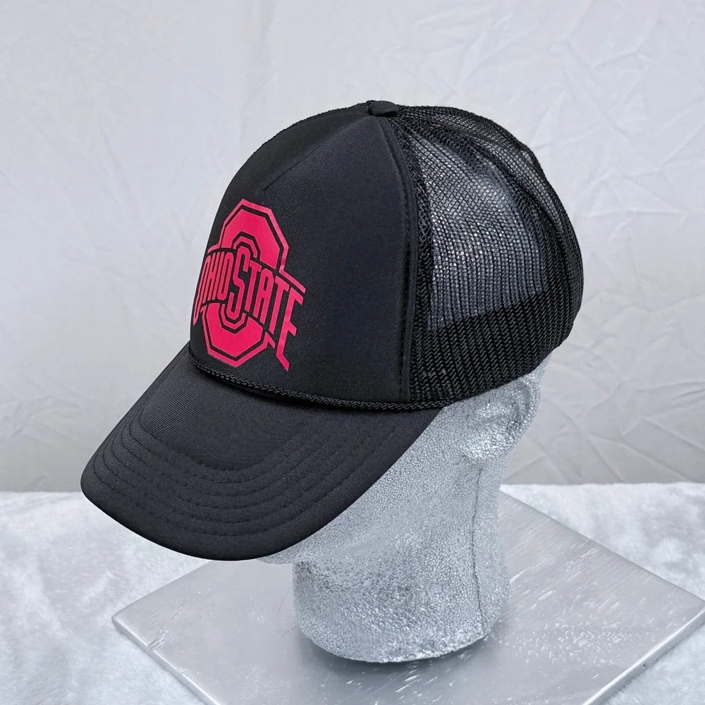 Vintage Otto Ohio State Mesh Trucker Hat‎ Mens Black Red Snapback Logo Cap Retro